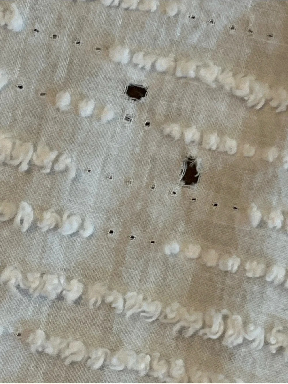 Cream Chenille Bedspread with Pastel Floral Motif
